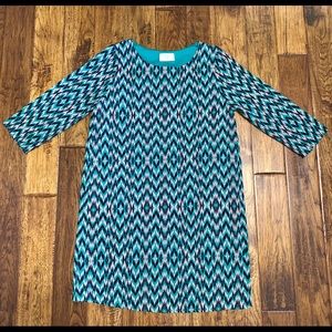 Everly | Teal/Pink/Navy Print Shift Dress